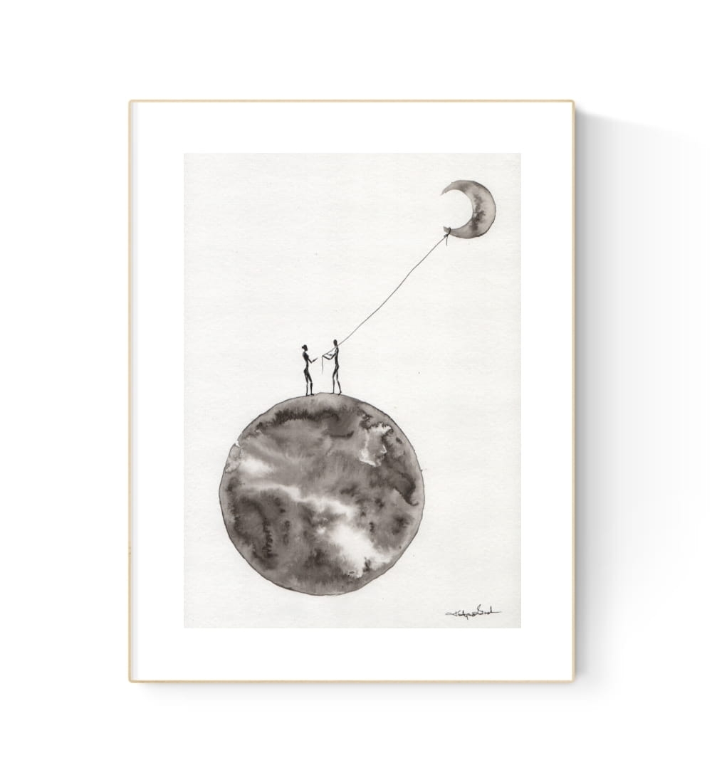 grafika 21/30 ręcznie malowana, abstrakcja