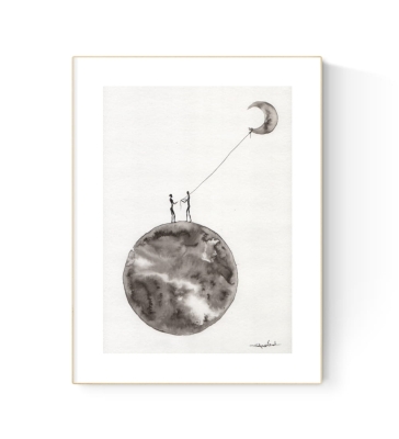 grafika 21/30 ręcznie malowana, abstrakcja