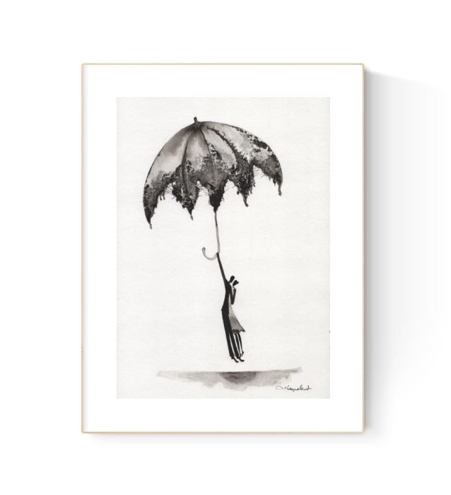 grafika 21/30 ręcznie malowana, abstrakcja