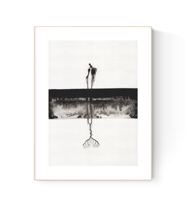grafika 21/30 ręcznie malowana, abstrakcja