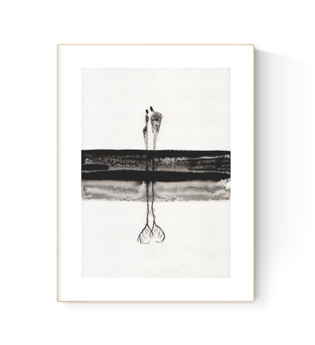 grafika 21/30 ręcznie malowana, abstrakcja 