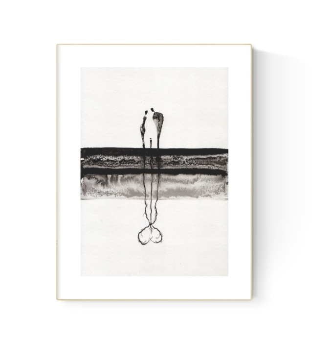 grafika 21/30 ręcznie malowana, abstrakcja 