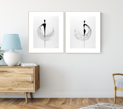 zestaw 2 grafik 40/50, styl skandynawski, abstrakcj