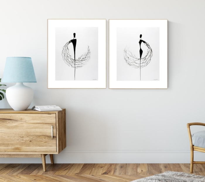 zestaw 2 grafik 40x50, styl skandynawski, abstrakcja dyptyk