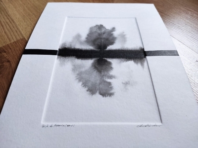 grafika 21/30 ręcznie malowana, abstrakcja