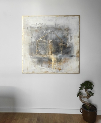 Obraz loftowy industrialny, 100x100, abstrakcja nowoczesny obraz do salonu loft