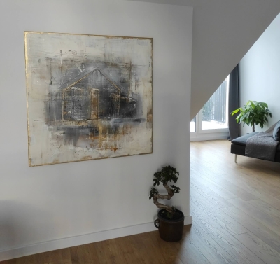 Obraz loftowy industrialny, 100x100, abstrakcja nowoczesny obraz do salonu loft