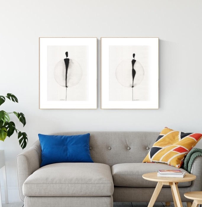 zestaw 2 grafik 30x40 dyptyk minimalistyczny