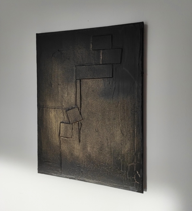 Czarne obrazy abstrakcja do salonu ze strukturą, malarstwo współczesne 