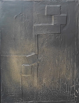 Czarne obrazy abstrakcja do salonu ze strukturą, malarstwo współczesne