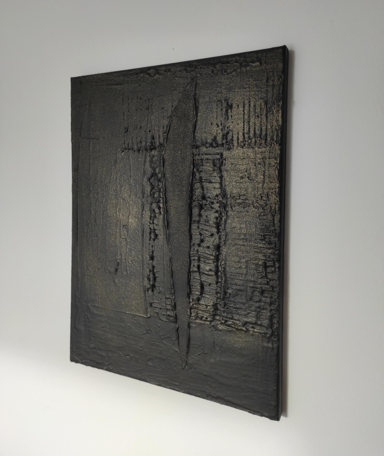 Czarne obrazy abstrakcja do salonu ze strukturą, malarstwo współczesne