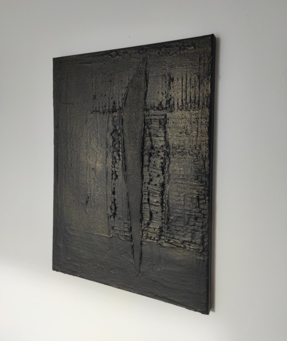 Czarne obrazy abstrakcja do salonu ze strukturą, malarstwo współczesne