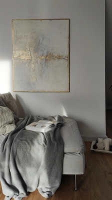 Nowoczesny obraz do salonu elegancka abstrakcja ze złotem 80x100