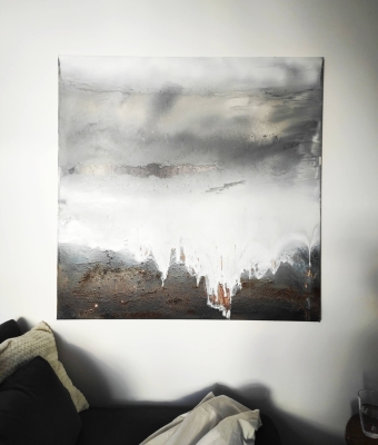 Nowoczesna abstrakcja 100x100 kolory ziemi