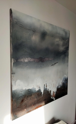 Nowoczesna abstrakcja 100x100 kolory ziemi