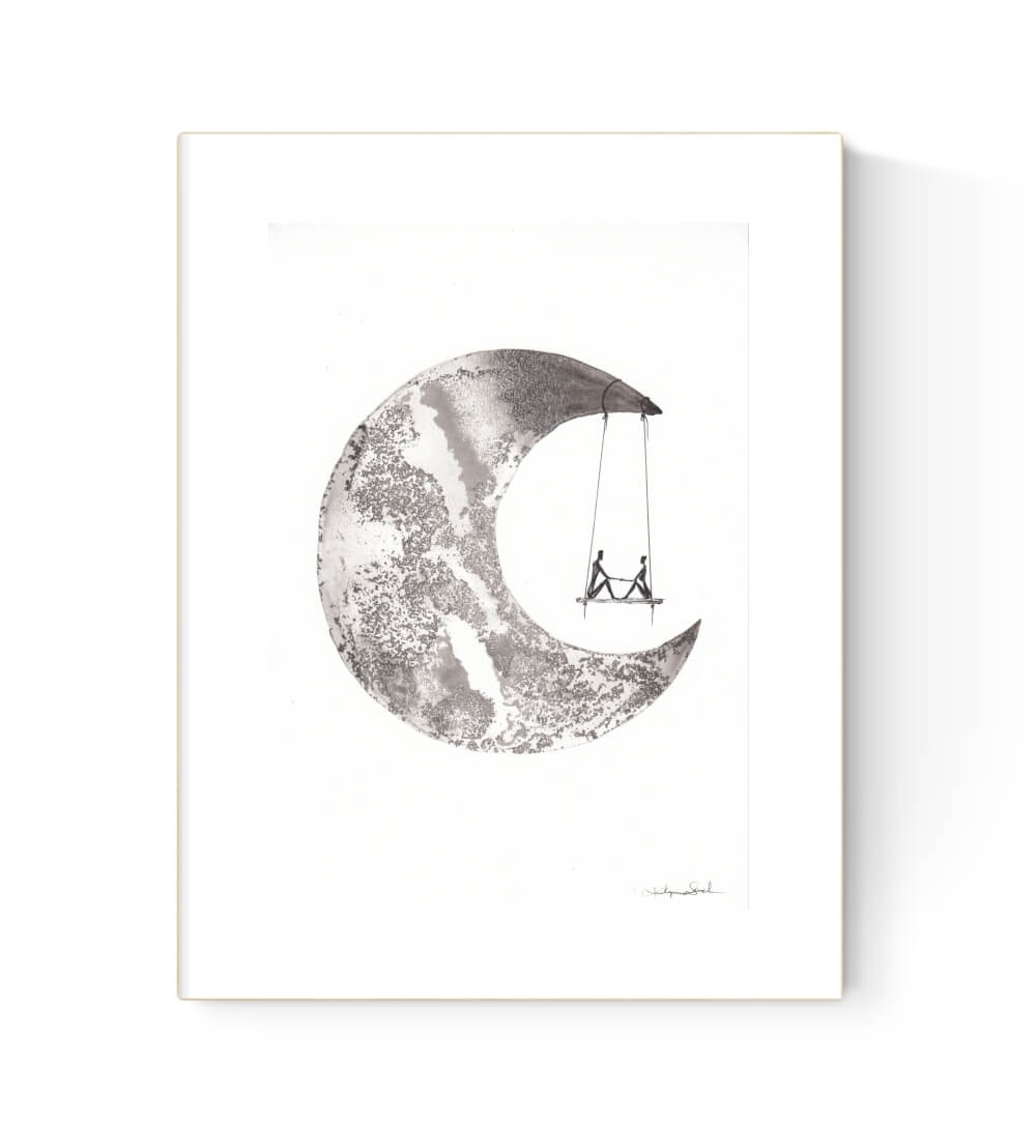 grafika 21/30 ręcznie malowana, abstrakcja