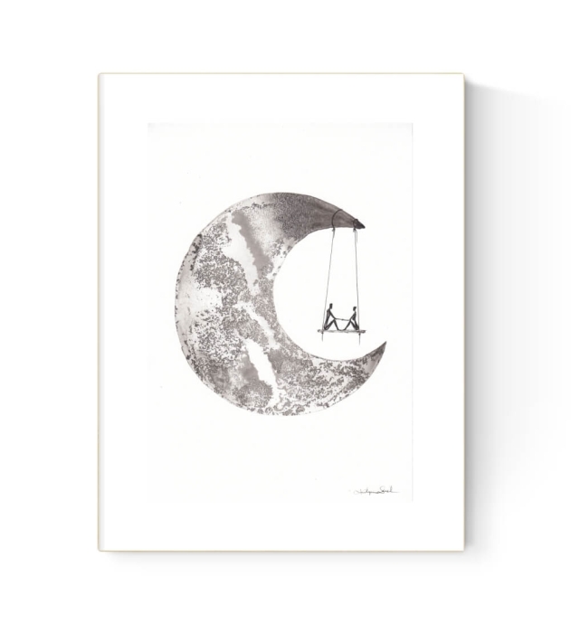 grafika 21/30 ręcznie malowana, abstrakcja 