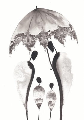 grafika 21/30 ręcznie malowana, abstrakcja