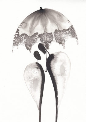 grafika 21/30 ręcznie malowana, abstrakcja