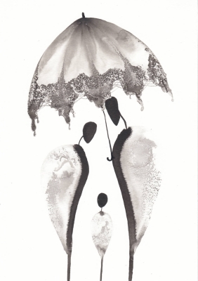 grafika 21/30 ręcznie malowana, abstrakcja