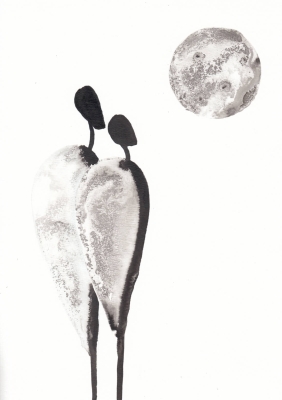 grafika 21/30 ręcznie malowana, abstrakcja