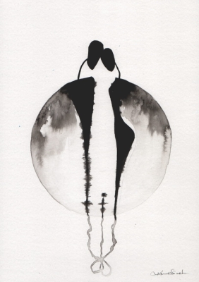 grafika 21/30 ręcznie malowana, abstrakcja