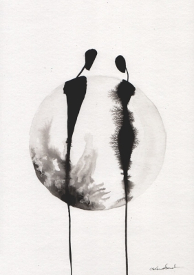 grafika 21/30 ręcznie malowana, abstrakcja
