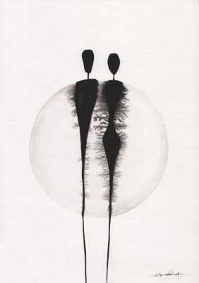 grafika 21/30 ręcznie malowana, abstrakcja