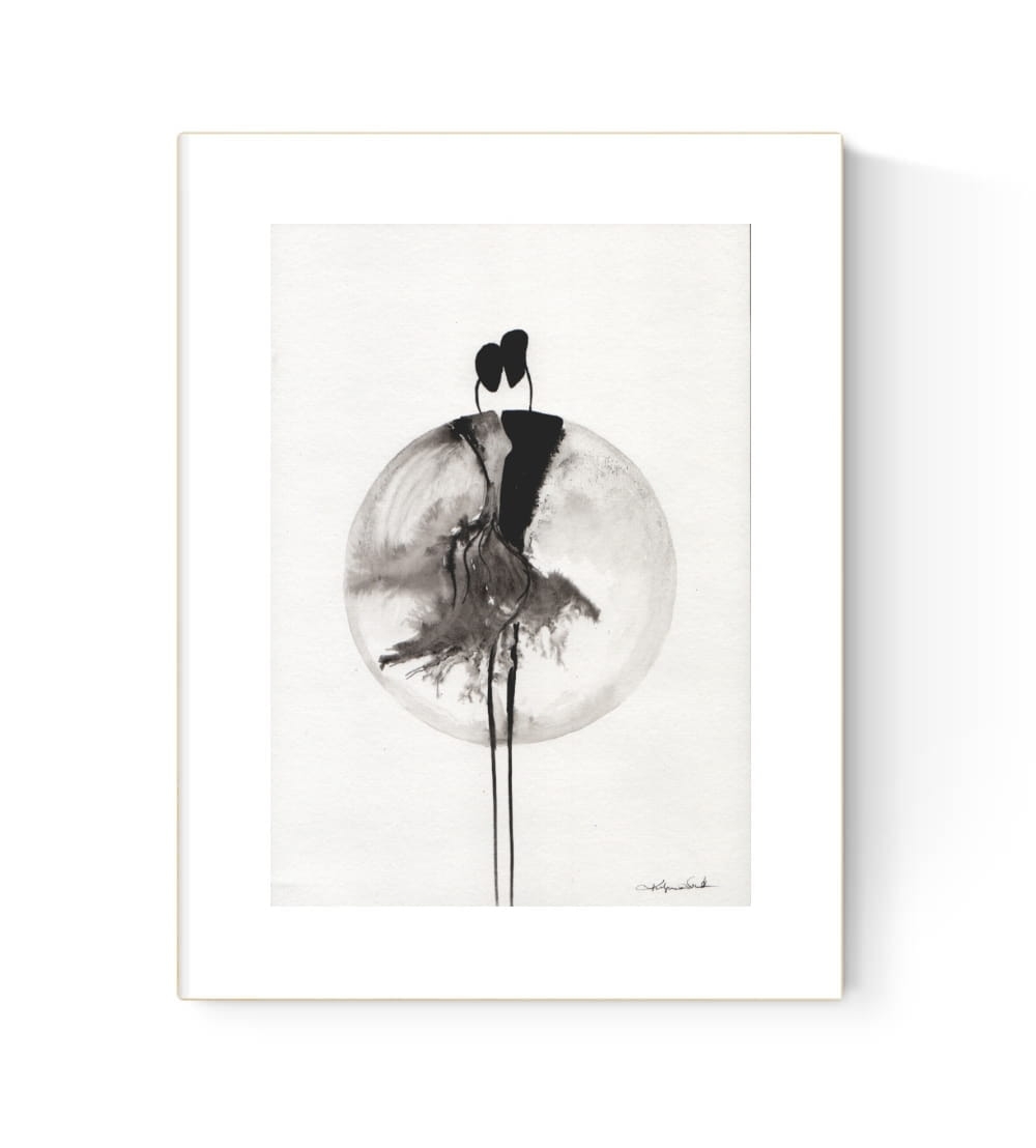 grafika 21/30 ręcznie malowana, abstrakcja