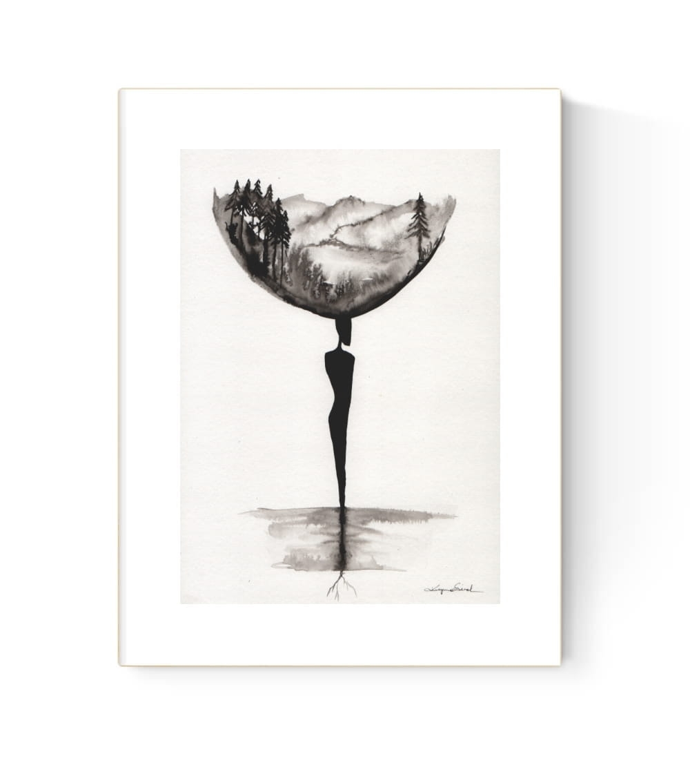 grafika 21/30 ręcznie malowana, abstrakcja