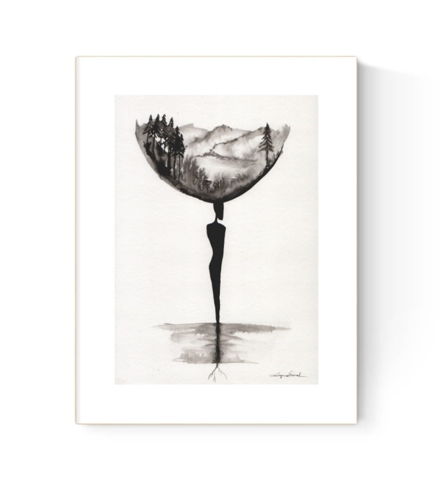 grafika 21/30 ręcznie malowana, abstrakcja 