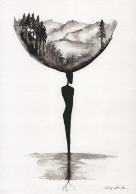 grafika 21/30 ręcznie malowana, abstrakcja