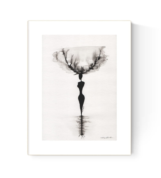Grfaika na ścianę  21x30 Myśli Moje czarno-biała minimalistyczna abstrakcja