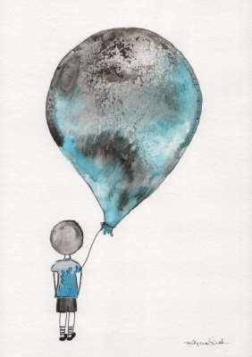 grafika 21/30 ręcznie malowana, abstrakcja