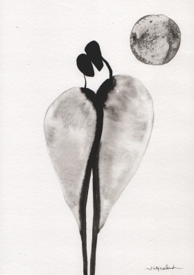 grafika 21/30 ręcznie malowana, abstrakcja