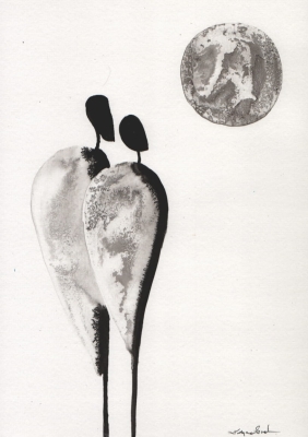 grafika 21/30 ręcznie malowana, abstrakcja
