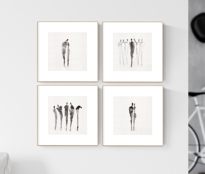 zestaw 4 grafik 20x20 mini galeria ścienna, grafiki na ścianę