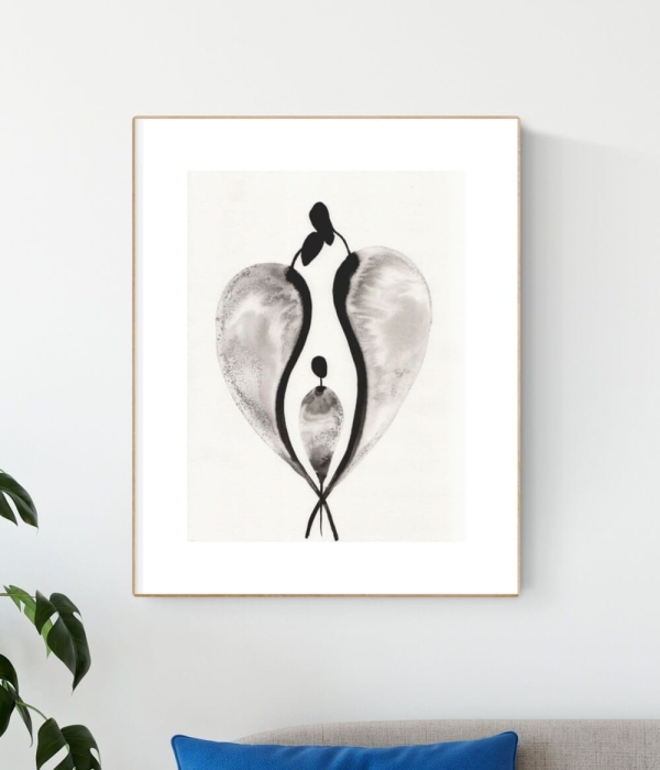 Grafika 30x40 serce, rodzina - elegancka i minimalistyczna