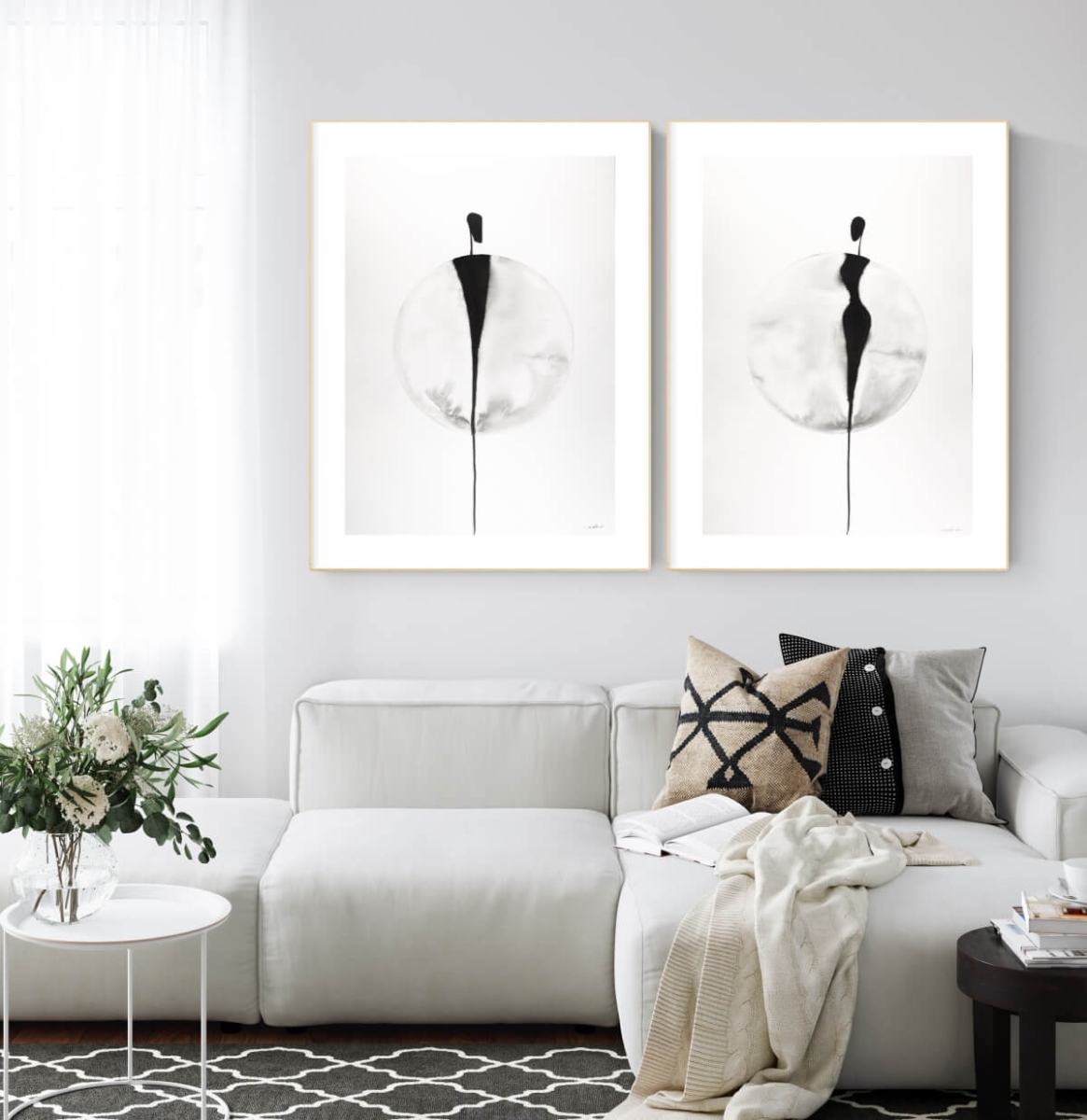 dyptyk obraz 2-częciowy, 50x70 malowany, abstrakcja