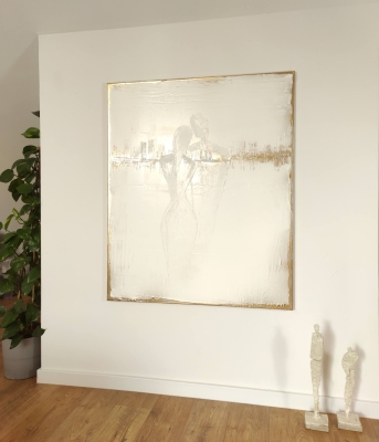 Nowoczesny obraz do salonu elegancka abstrakcja ze złotem 100x120