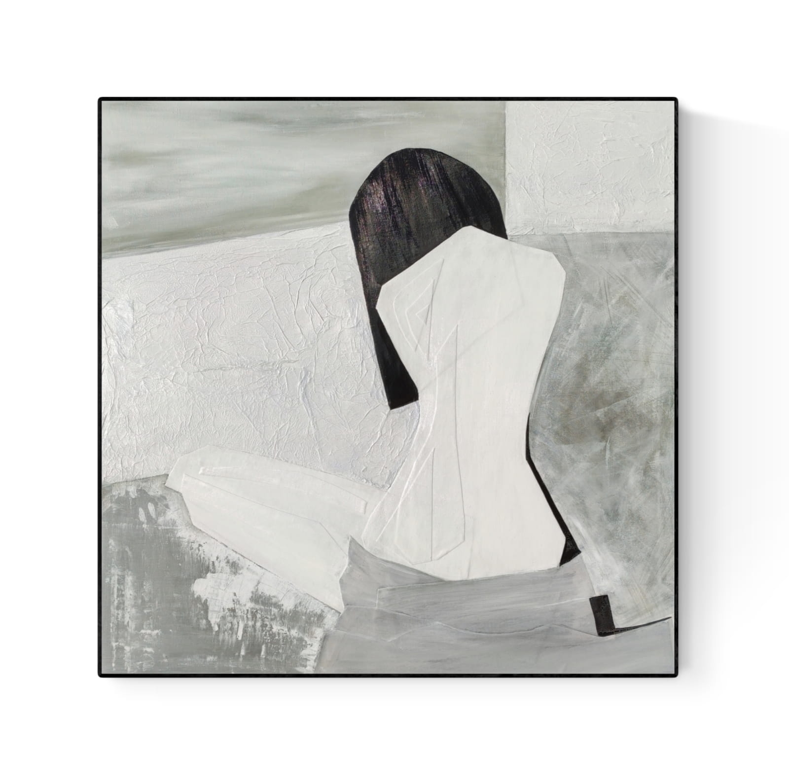 Elagancki obraz do salonu oryginalna abstrakcja na płótnie 100x100 malowany 