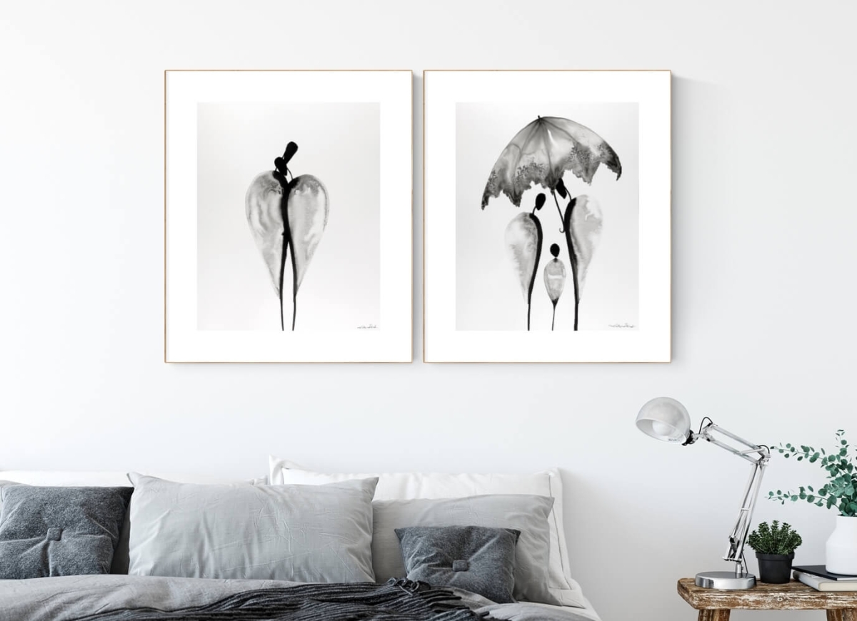 zestaw 2 grafik 40/50, styl skandynawski, abstrakcja