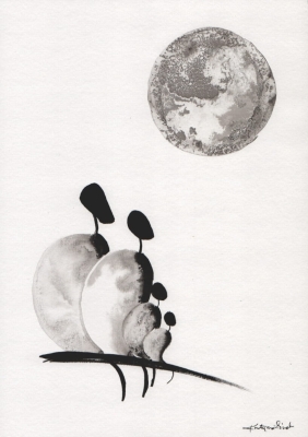 grafika 21/30 ręcznie malowana, abstrakcja