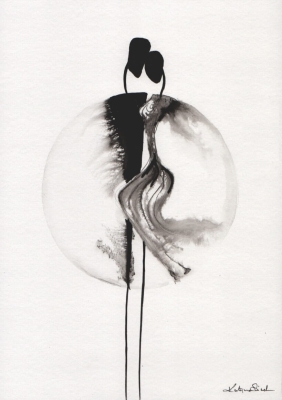 grafika 21/30 ręcznie malowana, abstrakcja