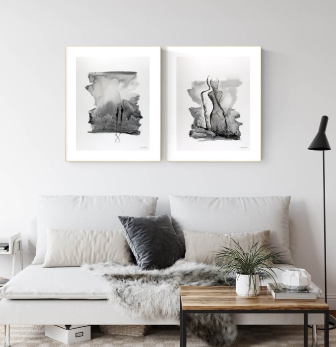 zestaw 2 grafik 40/50, styl skandynawski, abstrakcja