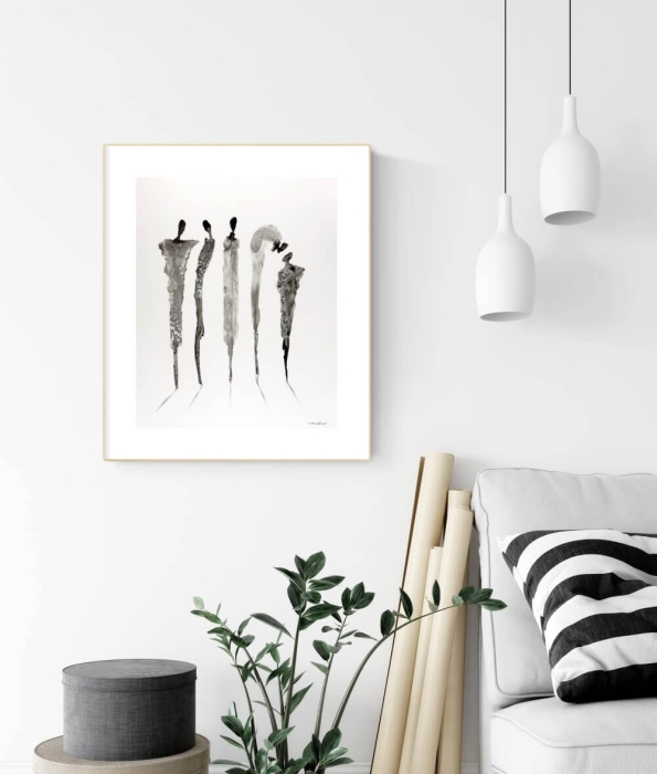 grafika 40x50 postacie minimal art, nowoczesny obraz do salonu 