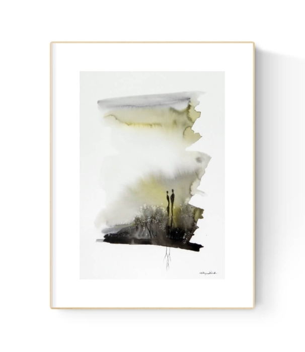 grafika 21/30 ręcznie malowana, abstrakcja