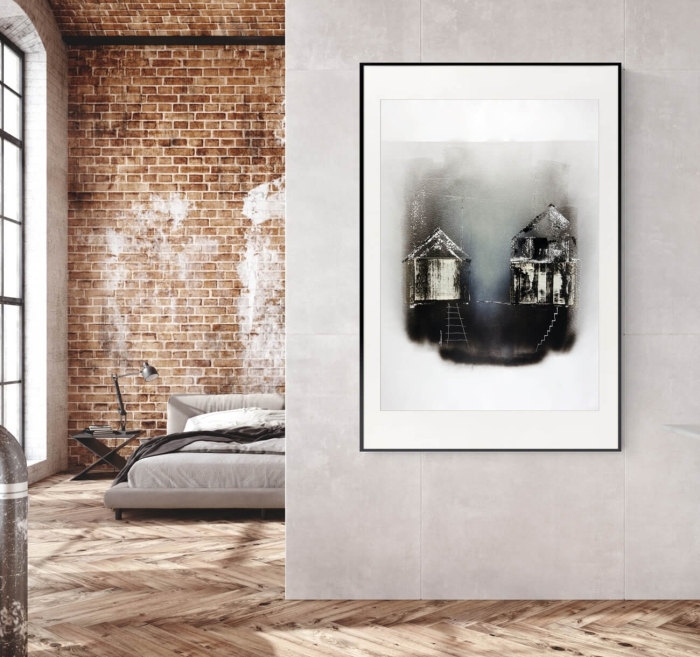 Obrazy nowoczesne abstrakcja w stylu loft industrial, obraz malowany 70x100 