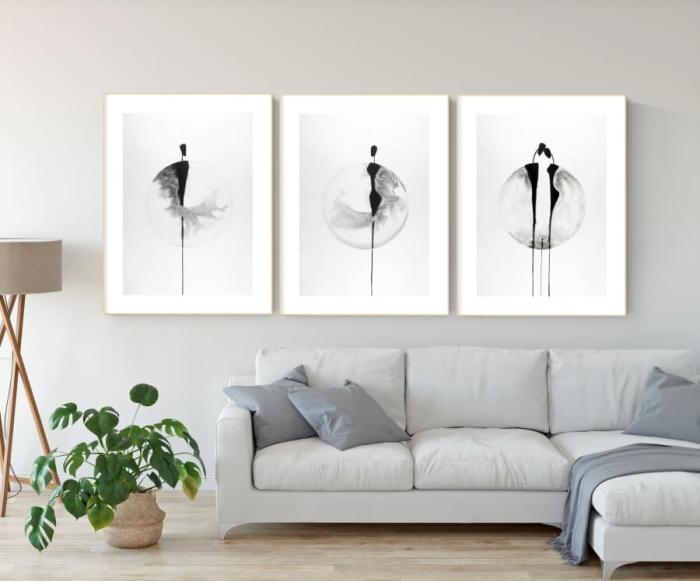 tryptyk obrazy czarno-białe zestaw 50/70