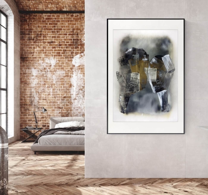 Nowoczesny obraz abstrakcyjny czarny i złoto 70x100 